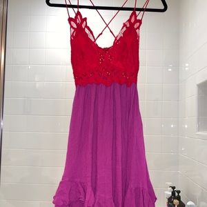 Free People One Adella Slip - Lipstick Combo